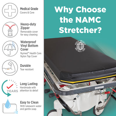 Stryker Prime Zoom M Series 1025 - 4 Standard Stretcher Pad with Color Identifier (26w) - mattress