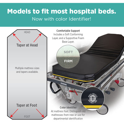 Stryker Prime Zoom M Series 1025 - 4 Standard Stretcher Pad with Color Identifier (26w) - mattress